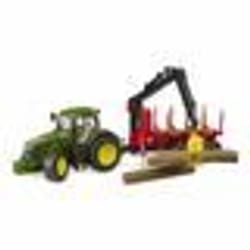 BRUDER John Deere 7R avec remorque forestière et 4 troncs d’arbre