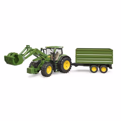 BRUDER John Deere 7R avec chargeur avant et remorque avec attelage tandem, Tracteur, 3 an(s), Plastique, Multicolore