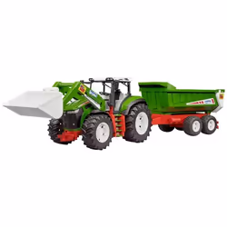Modèle réduit dengin agricole - Bruder - Tracteur ROADMAX - Chargeur frontal - Remorque basculante - Vert