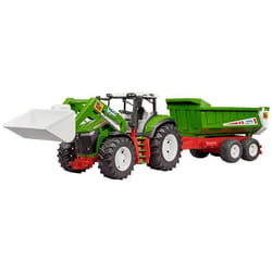 Modèle réduit dengin agricole - Bruder - Tracteur ROADMAX - Chargeur frontal - Remorque basculante - Vert