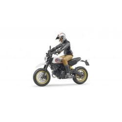 BRUDER Moto Ducati Desert Sled noire et blanche, avec motard