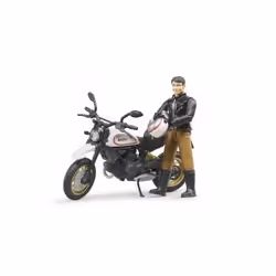 BRUDER Moto Ducati Desert Sled noire et blanche, avec motard