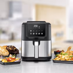Rommelsbacher FRH 1500 friteuse Unique 5 L Autonome 1500 W Friteuse d’air chaud Noir, Acier inoxydable