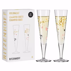 Ritzenhoff Goldnacht F23, Flûte à champagne, 205 ml, Verre, Noir, Or, Gris, Rose, Transparent, Allemagne, Goldnacht
