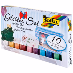 Folia 57807, Kit de crayons à paillettes, Multicolore, 10 couleurs, Garçon/Fille