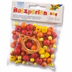 Folia 22971, Ensemble de perles pour enfants, Bois, Orange, Rouge, Jaune