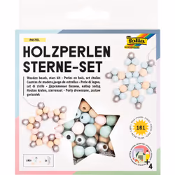 Folia Bastelset Holzperlen Stern Pastell, Bois, Multicolore, Mélange de perles, 160 pièce(s)