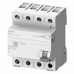Interrupteur différentiel pur Siemens, 4 modules, classe K avec délai court, prise DIN (universelle pour tout types de centra ...