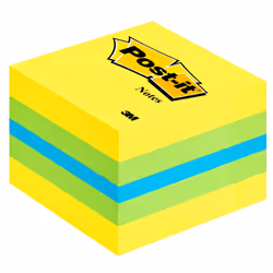 3M Post-it 2051L, Carré, Bleu, Vert, Turquoise, Jaune, Papier, 51 mm, 51 mm, 400 feuilles