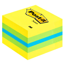 3M 2051L Post-it Carré Bleu, Vert, Turquoise, Jaune 400 feuilles Auto-adhésif