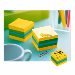 3M 2051L Post-it Carré Bleu, Vert, Turquoise, Jaune 400 feuilles Auto-adhésif - Vue supplémentaire 6