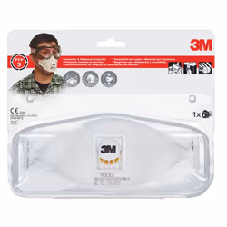 3M Masque antipoussière pliable 3 panneaux Aura 9332+ - FFP3, avec soupape Coolflow, FFP3, Blanc, CE, 1 pièce(s), Ampoule