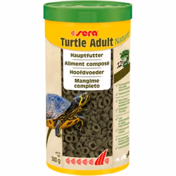 sera Turtle Adult Nature, Tortue, Adulte, wheat flour, corn starch, water lentil (12%), wheat gluten, brewers yeast, herbs, s ...