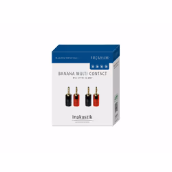 Inakustik 0081471, 4 mm Banana, Noir, Rouge, Mâle, Droit, 16 mm², 4 pièce(s)