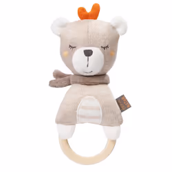 Fehn Wooden grabber teddy fehnNATUR, Animaux en peluche, Sonore