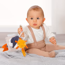 Fehn Soft book donkey & teddy NATUR jouet pour bébé accroché