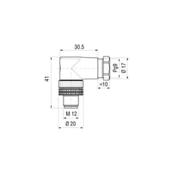 Hirschmann - Connecteur non confectionné pour capteurs/actionneurs elwist 4012 PG9 933 166-100-1 M12 mâle, coudé Nombre d
