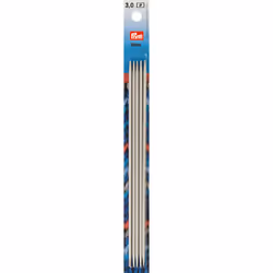 Prym 11914900, Aiguille à tricoter à double pointe, Gris, Métal, 200 mm, 3 mm, 5 pièce(s)