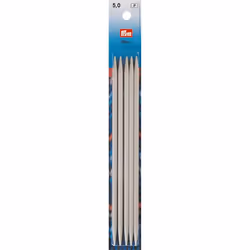 Prym 191494, Aiguille à tricoter à double pointe, Gris, Aluminium, 20 mm, 5 mm, 5 pièce(s)