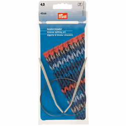 Prym 211260, Aiguille pour tricot circulaire, Gris, Aluminium, 400 mm, 4 mm, Sac en polyéthylène