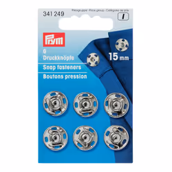 Prym 13412490, Bouton pression à coudre, Métal, Argent, 1,5 cm, 6 pièce(s), Ampoule
