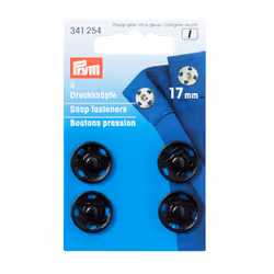 Prym 13412540, Bouton pression à coudre, Métal, Noir, Gloss, 1,7 cm, 4 pièce(s)
