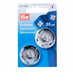 Prym Boutons pression à coudre, 30mm, argenté