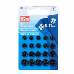 Prym Boutons pression à coudre, 6-11mm, noir