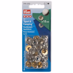Prym 390202, Bouton pression à rivet, Laiton, Argent, 1,5 cm, 10 pièce(s), Ampoule