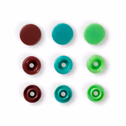 Prym 393005, Bouton pression à rivet, Plastique, Polyoxyméthyléne (POM), Marron, Vert, Vert clair, Mat, Rond, 1,24 cm
