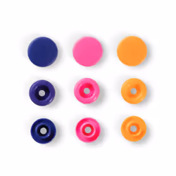 Prym 393006, Bouton pression à rivet, Plastique, Polyoxyméthyléne (POM), Orange, Rose, Violet, Mat, Rond, 1,24 cm