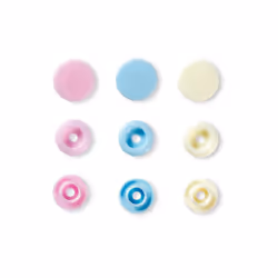 Prym 393007, Bouton pression à rivet, Plastique, Polyoxyméthyléne (POM), Bleu clair, Perle, Rose, Mat, Rond, 1,24 cm