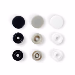 Prym 393008, Bouton pression à rivet, Plastique, Gris, Marine, Blanc, Rond, 1,24 cm, 30 pièce(s)