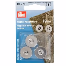 Prym Boutons magnétiques à coudre, 19mm, argenté
