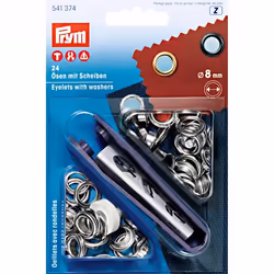 Prym Œillets Et Rondelles, 8,0mm, Argenté, Bouton pression à rivet, Métal, Argent, Argent, 8 mm, 24 pièce(s)