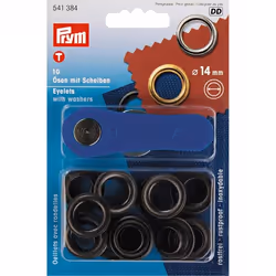 Prym Œillets et rondelles, 11,0mm, bruni, Bouton pression à rivet, Métal, Noir, 1,1 cm, 15 pièce(s)