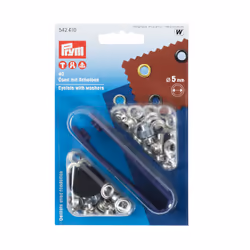 Prym Œillets et rondelles, 5,0mm, argenté