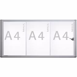 Vitrine d'affichage, profondeur extérieure 27 mm, hauteur extérieure 350 mm, 3 x A4. Produit livré = monté. Pour format = A4. ...