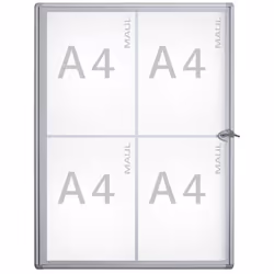 Vitrine d'affichage, profondeur extérieure 27 mm, hauteur extérieure 655 mm, 4 x A4. Produit livré = monté. Pour format = A4. ...