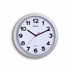 MAUL 9053195, Mur, Quartz clock, Cercle, Argent, Blanc, Plastique, Verre