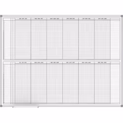 Tableau planning, planning annuel, 2 x 6 mois, largeur 1200 mm. Produit livré = monté. Largeur = 1200 mm. Hauteur = 900 mm. P ...