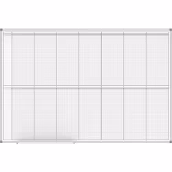 Tableau planning, planning annuel, 2 x 6 mois, largeur 1500 mm. Produit livré = monté. Largeur = 1500 mm. Hauteur = 1000 mm.  ...