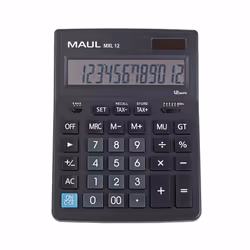 MAUL MXL 12, Bureau, Calculatrice à écran, 12 chiffres, 1 lignes, Batterie, Noir