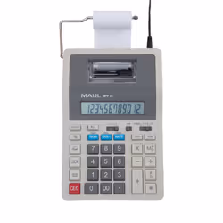 MAUL MPP 32, Bureau, Calculatrice imprimante, 12 chiffres, 1 lignes, Batterie, Gris, Blanc