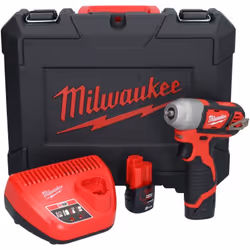 Contenu de la livraison: - 1x Milwaukee M12 BIW14-202C Clé à choc sans fil - 2x Milwaukee M12 B 12 V - 1,5 Ah / 1500 mAh batt ...