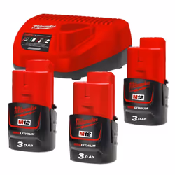 Pack NRJ 12V, 3 Ah Red Lithium, système M12 Milwaukee Batterie M12 3.0 Ah : Fournit jusqu’à 3x plus d’autonomie ainsi qu’une  ...