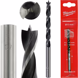Foret à bois Milwaukee 6 mm 1 pièce. Produit original de la célèbre société Milwaukee ® diamètres : ø 6 mm Longueur de travai ...