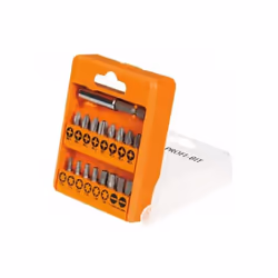 Coffret comprenant 17 accessoires : 16 embouts de vissage 25mm SL 0.8x5.5 SL 1.2x6.5 PH1, PH2, PH3, PZ1, PZ2, PZ3, TX10, TX15 ...