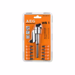 Présentation : Renvoi d'angle WB1 et 10 embouts de vissage AEG 4932430173, un outil idéal pour travailler dans des espaces co ...