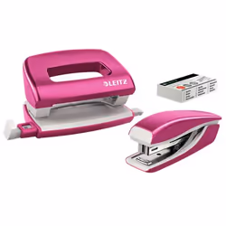 Leitz 55612023, Métallique, Rose, Métal, Plastique, 100 agrafes, Arrière, P2 Nr. 10, 80 g/m²